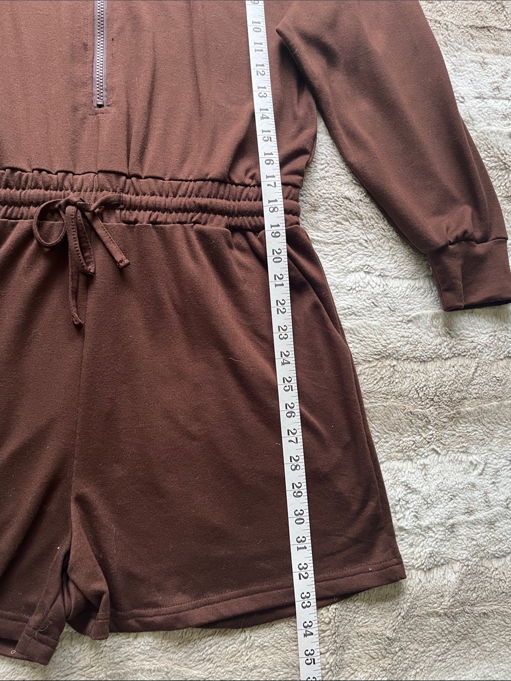 Brown Half-Zip Long Sleeve Romper - Picture 4 of 4